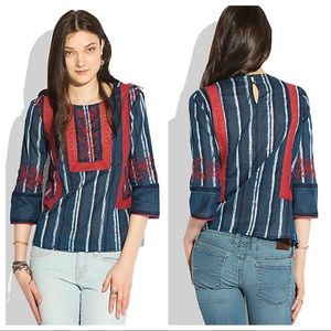 Retro Lucky Brand Lace Stripe Top